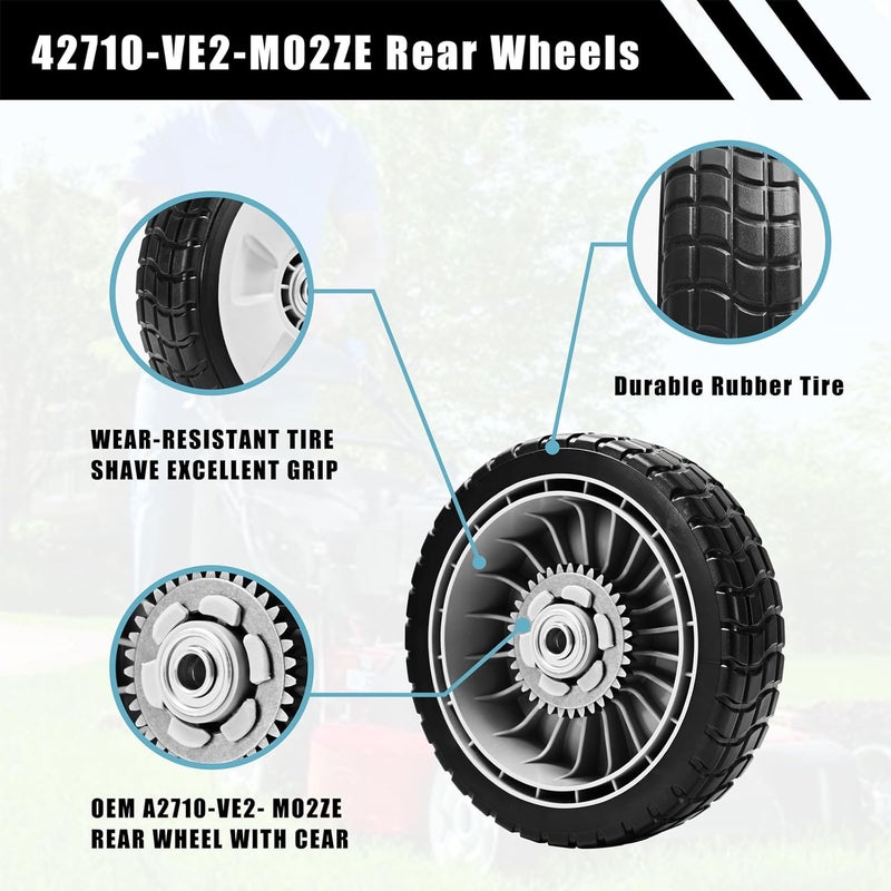 Sutmorly HRR216 Lawn Mower Rear Drive Wheel for 42710-VE2-M02ZE 42710-VE2-M00ZE 42710-VE2-M01ZE 42710-VG3-B00, 8" Wheel Assebmly Compatible with HRR216 HRS216 HRT216 Walk Behind Lawn Mower (Set of 2) - Image 3